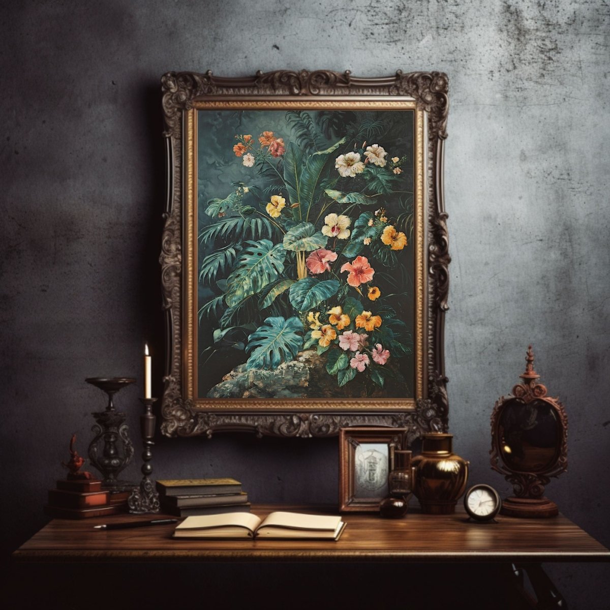 Dark Jungle Monstera Gothic Wall Art Print - Everything Pixel