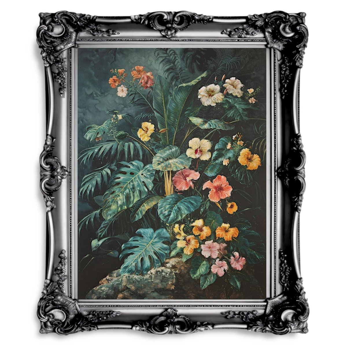 Dark Jungle Monstera Gothic Wall Art Print - Everything Pixel