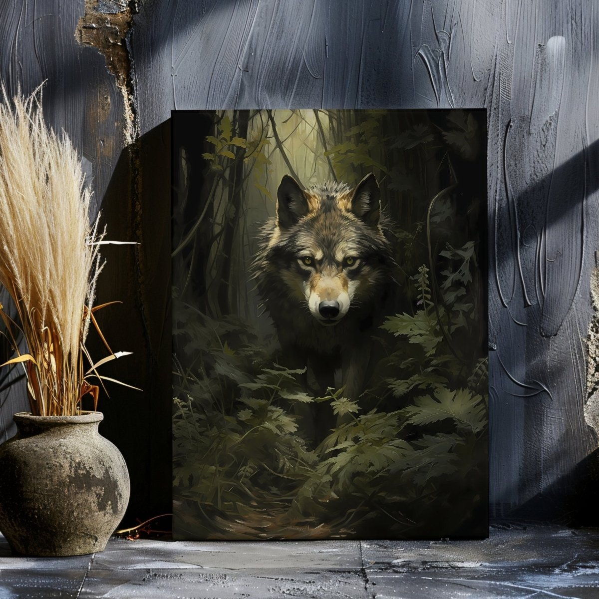 Dark Woodland Wolf Canvas Print - Gothic Wall Decor, Wildlife Art, Dark Cottagecore - Everything Pixel