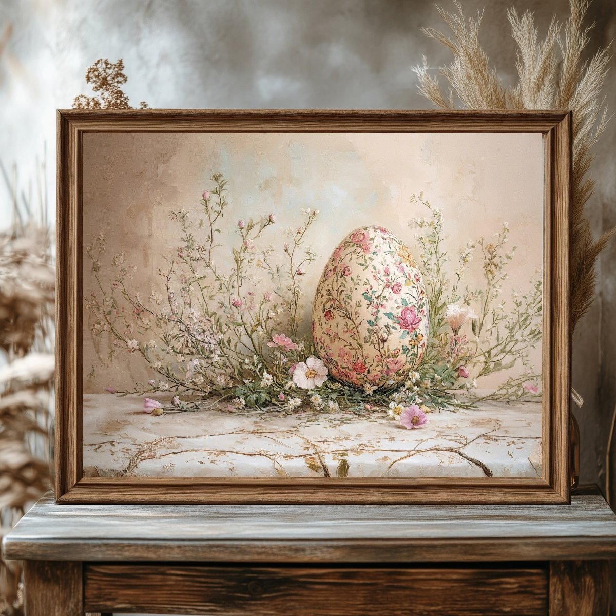 Elegant Floral Egg Wall Art Print – Vintage Easter and Spring Wildflower Decor - Everything Pixel
