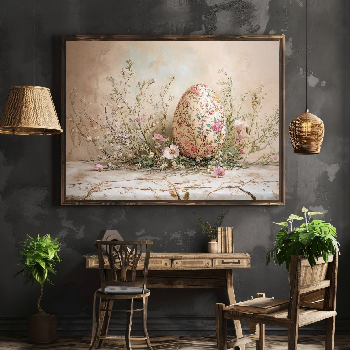 Elegant Floral Egg Wall Art Print – Vintage Easter and Spring Wildflower Decor - Everything Pixel