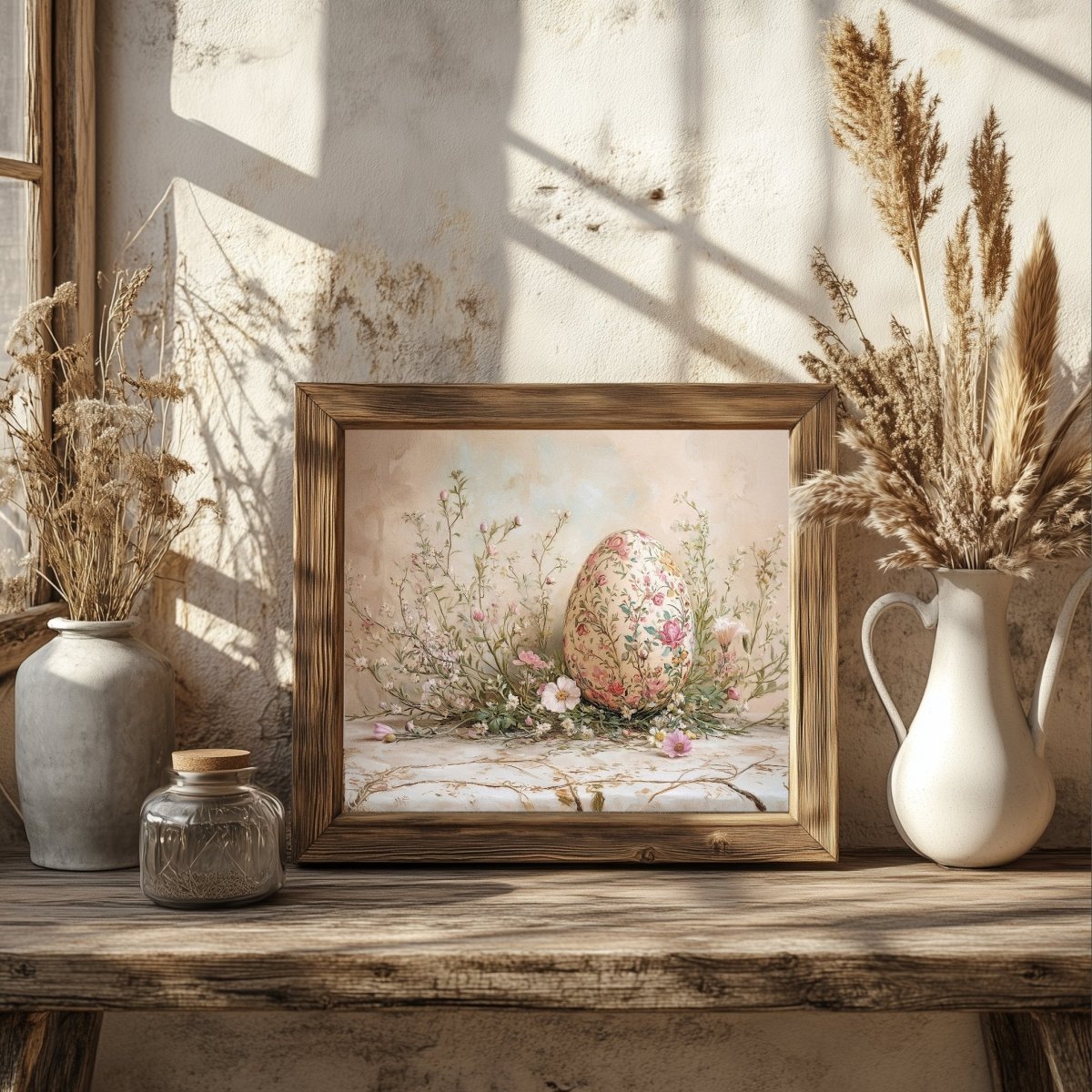 Elegant Floral Egg Wall Art Print – Vintage Easter and Spring Wildflower Decor - Everything Pixel