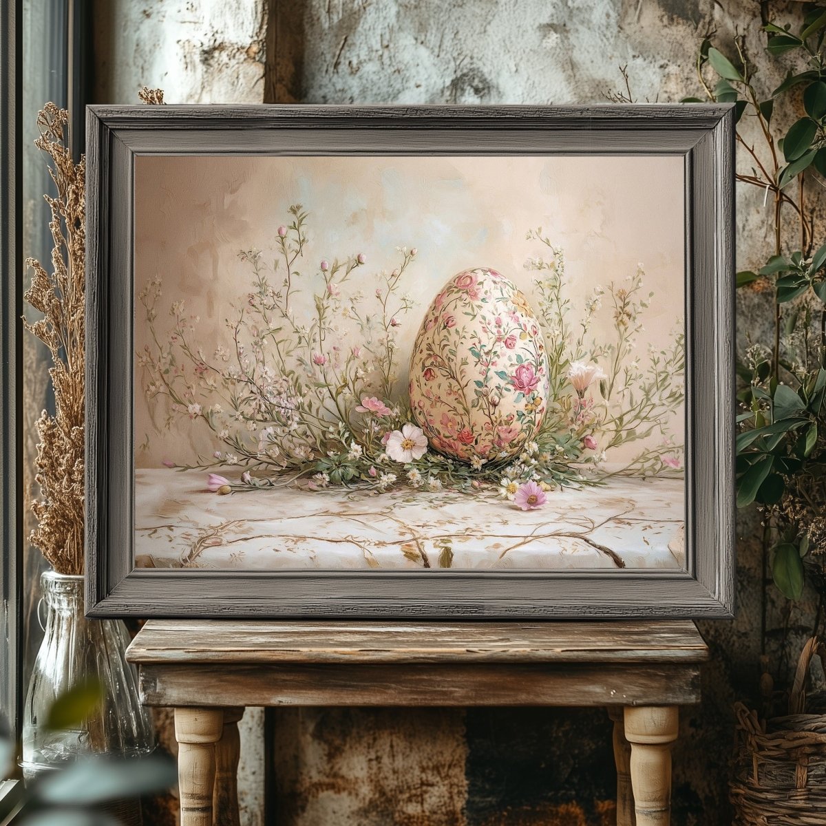 Elegant Floral Egg Wall Art Print – Vintage Easter and Spring Wildflower Decor - Everything Pixel