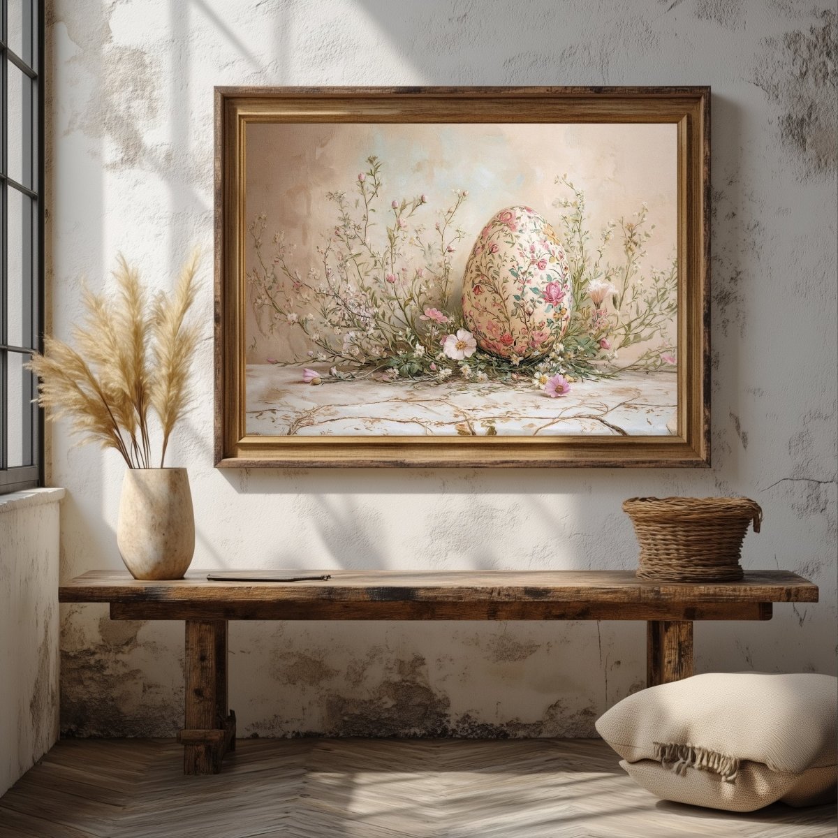Elegant Floral Egg Wall Art Print – Vintage Easter and Spring Wildflower Decor - Everything Pixel