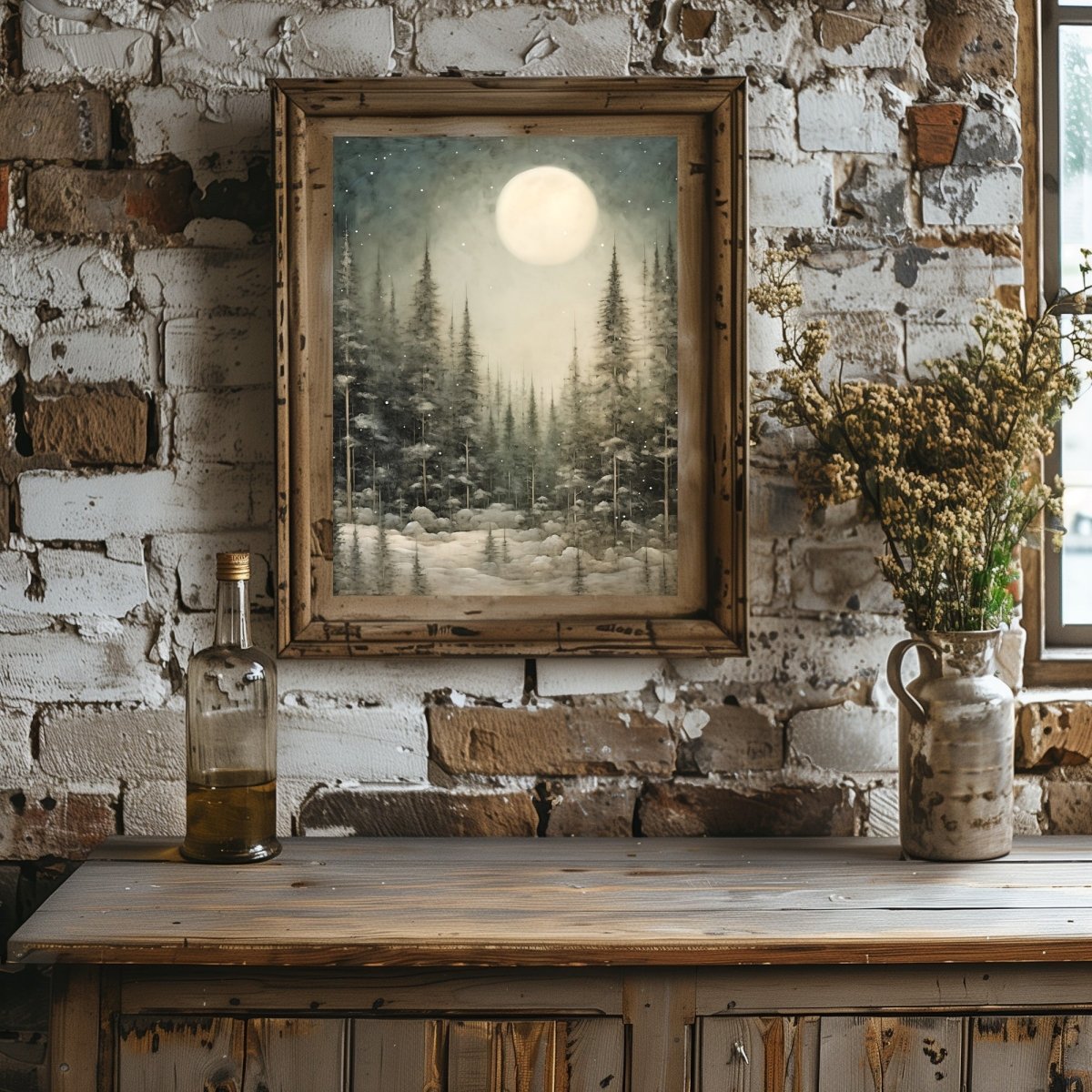 Enchanting Winter Night Wall Art Vintage Winter Woodland Artwork Magical Christmas Night Print Nordic Winter Wonderland Paper Poster Print - Everything Pixel