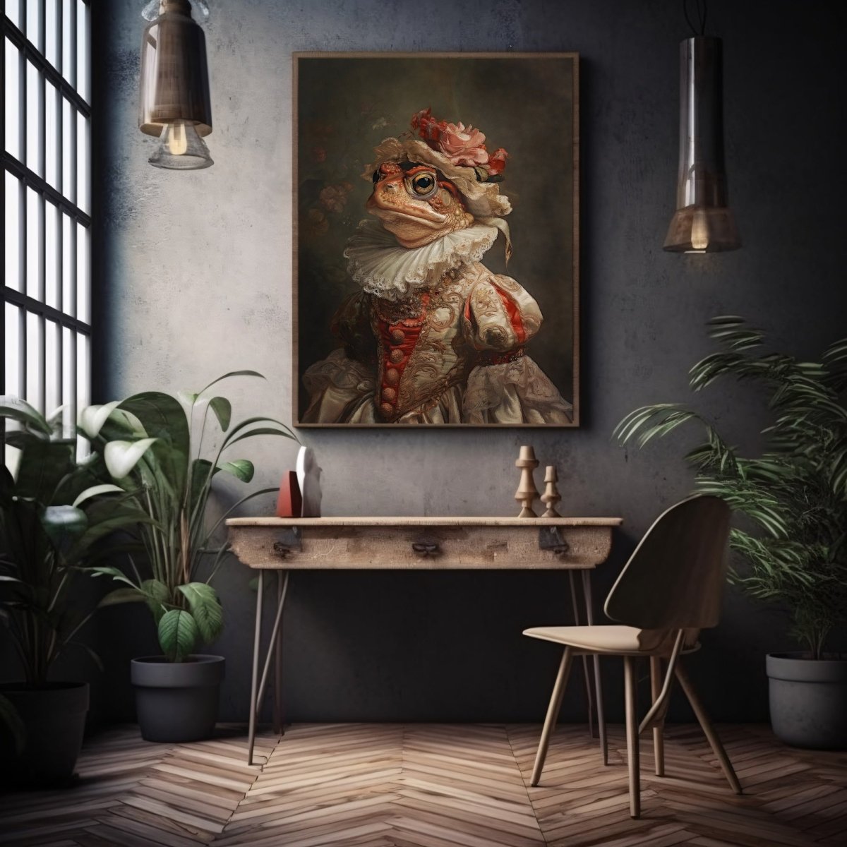 Gothic Royal Toad Baroque Portrait Wall Art Print - Everything Pixel