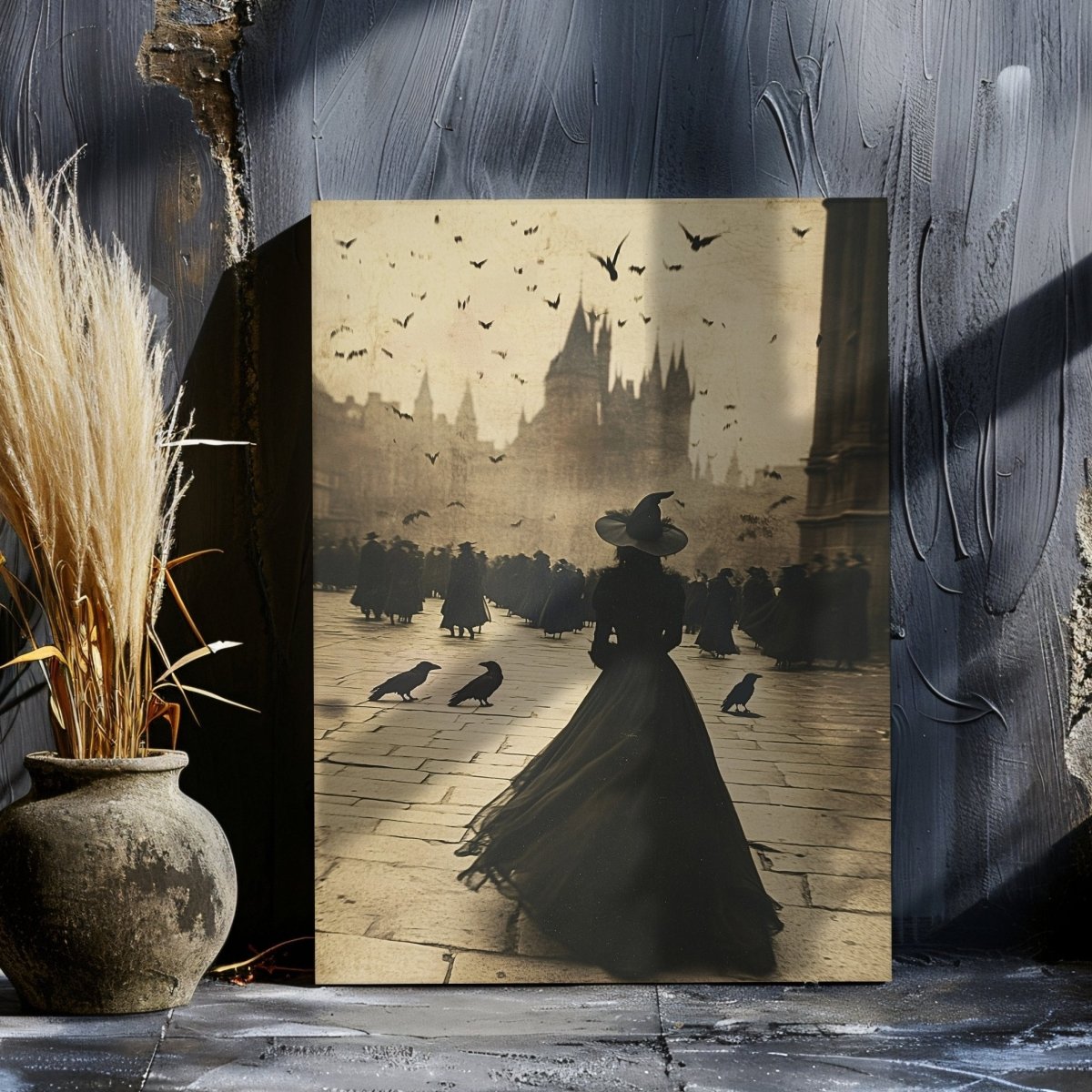 Gothic Witch Canvas Print - Vintage Magic Castle Fantasy Artwork - Everything Pixel