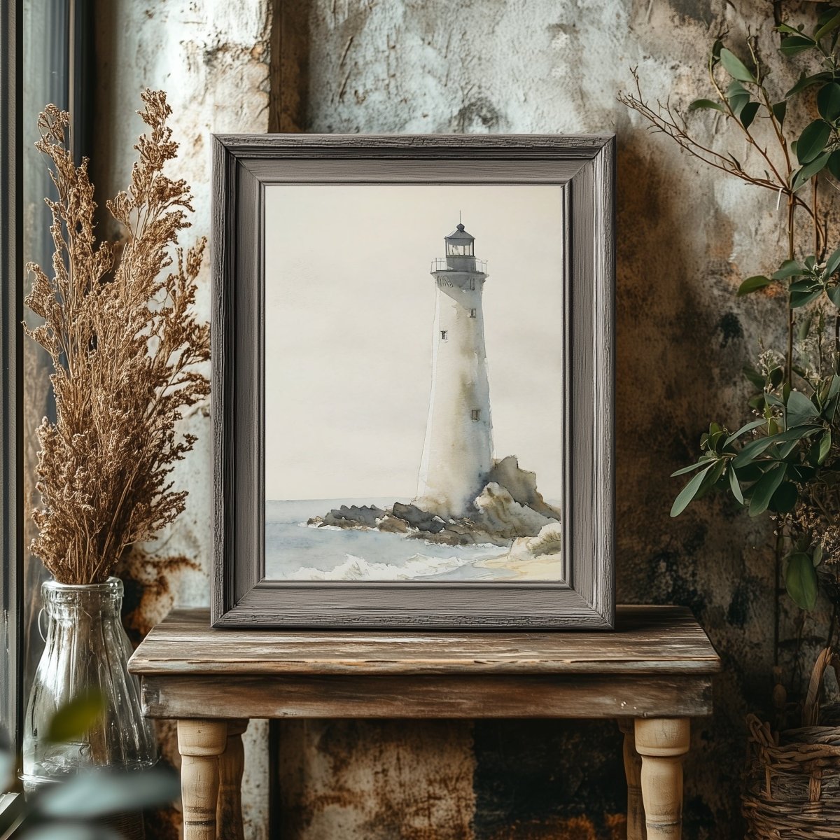 Lighthouse Print Paper Poster Prints vintage art, watercolor painting, nautical painting, coastal art, farmhouse art - Everything Pixel