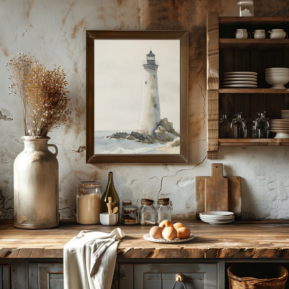 Lighthouse Print Paper Poster Prints vintage art, watercolor painting, nautical painting, coastal art, farmhouse art - Everything Pixel