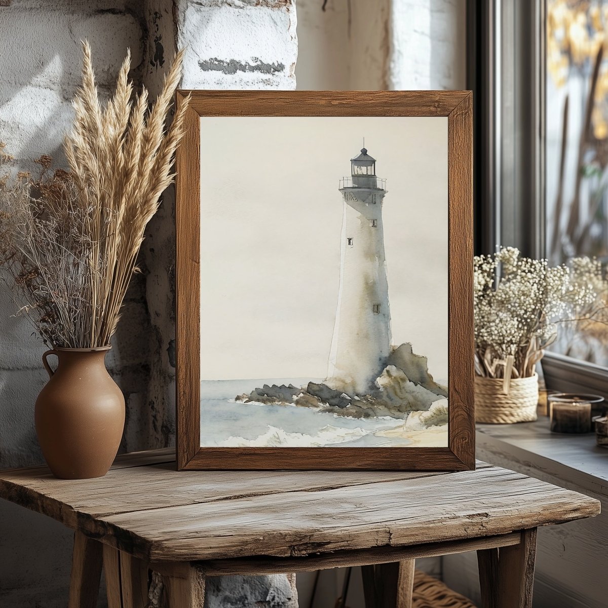 Lighthouse Print Paper Poster Prints vintage art, watercolor painting, nautical painting, coastal art, farmhouse art - Everything Pixel