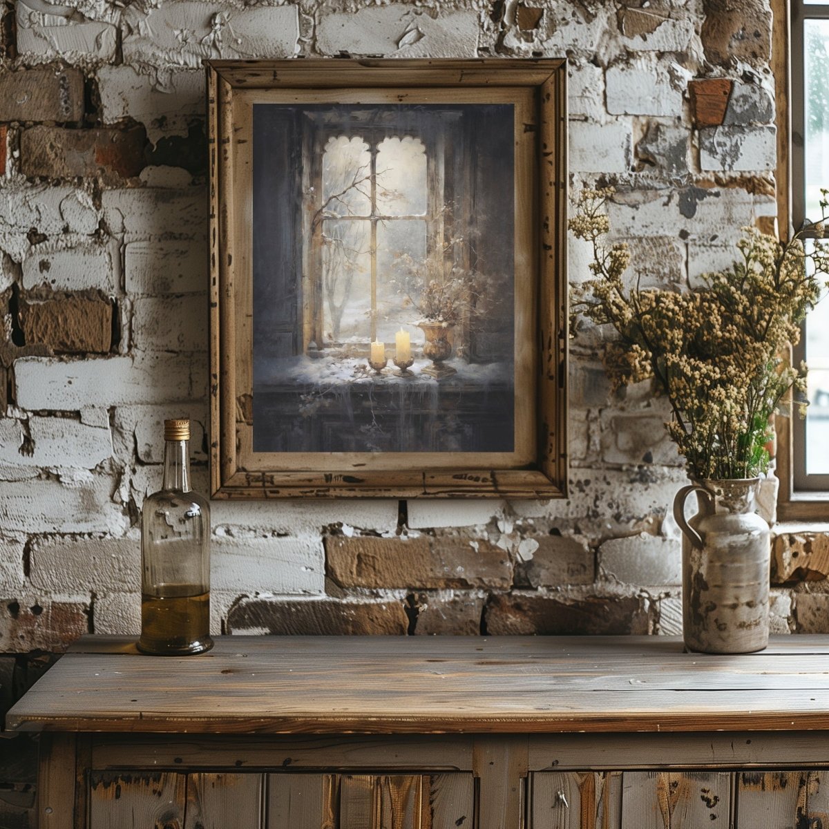 Melancholic Winter Wall Art Vintage Winter Still Life Artwork Abandoned House Christmas Snowy Old House Romantic Winter Scene Paper Poster Print - Everything Pixel