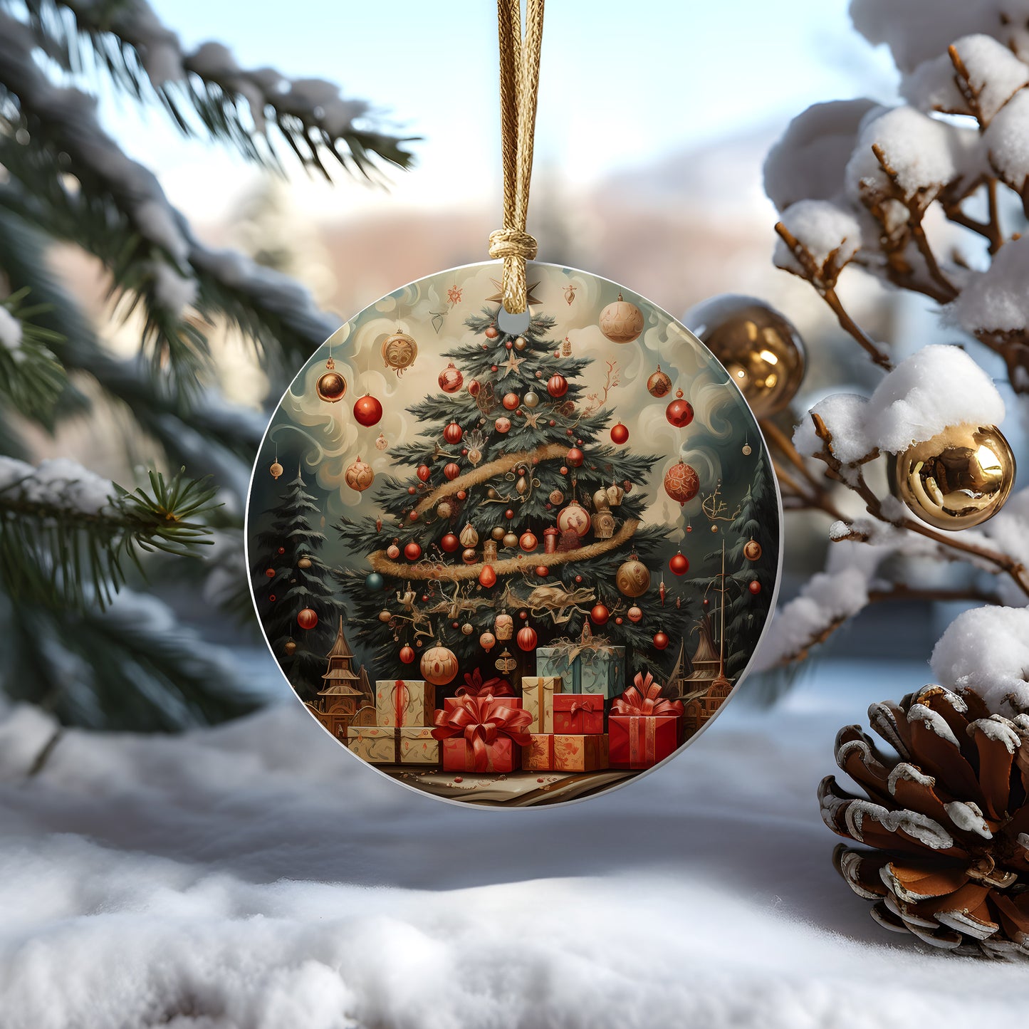 Christmas Round Ornament 20 PNG Bundle Sublimation Design Digital Paper Crafting Festive Junk Journal Kit Santa Graphics Winter Time Art