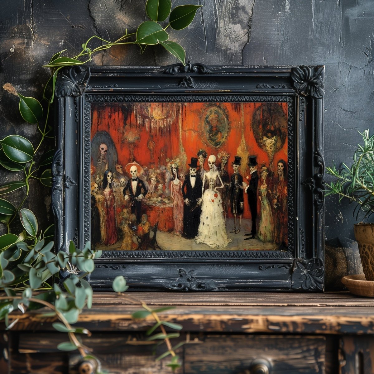 Monster Wedding Gothic Wall Art Dark Gothic Halloween Artwork Moody Painting Witchy Art Gift for Gothic Fans Creepy Horror Decor Paper Poster Print - Everything Pixel