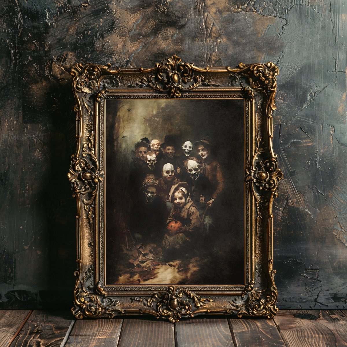 Mysterious Halloween Gathering Wall Art Print - Macabre Decor, Spooky Vintage Art - Everything Pixel