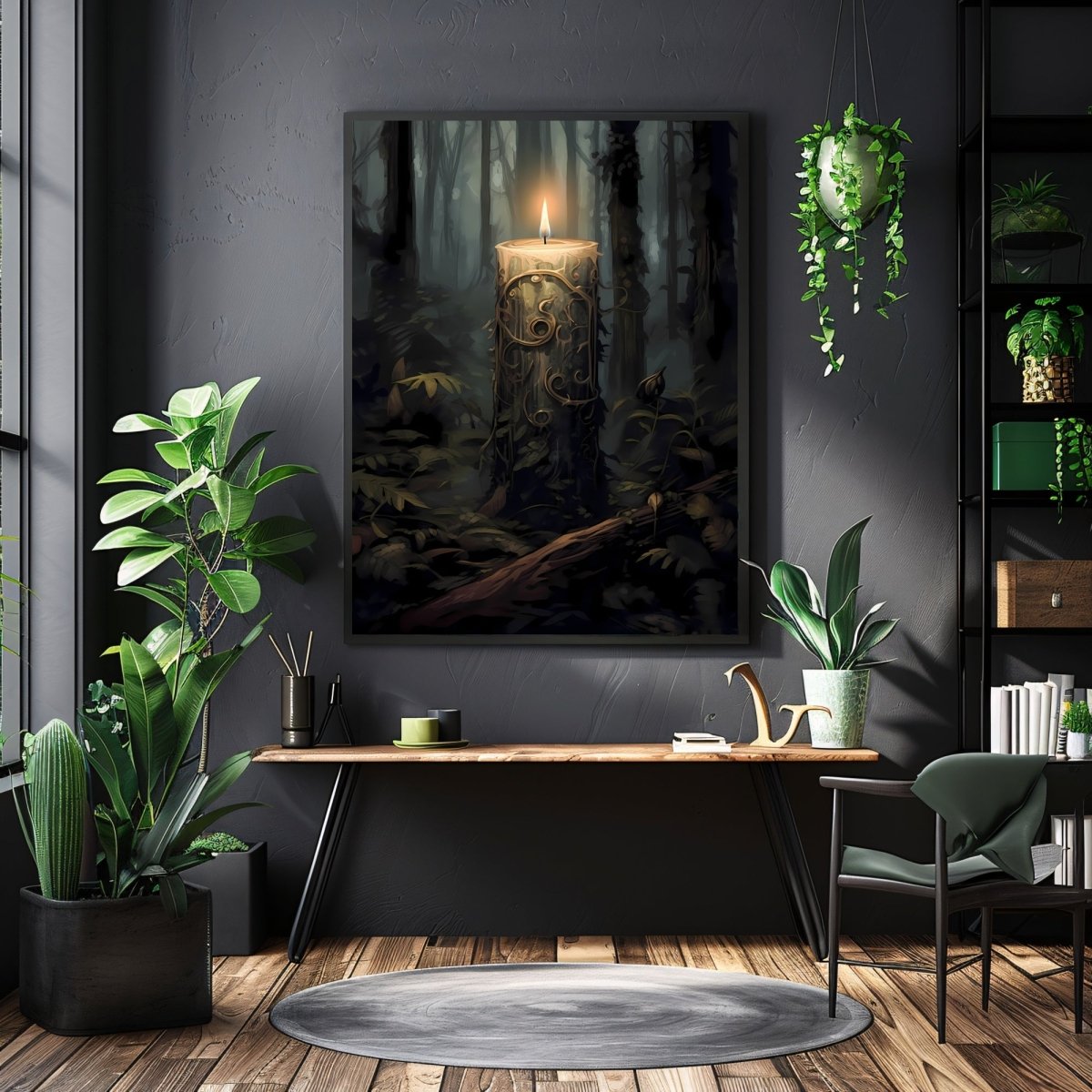 Mystic Spirit Candle in Woodland Gothic Wall Art Paper Poster Prints Wall Art Dark Fairycore Gothic Artwork Witchy Decor Mystical Artwork Goblincore - Everything Pixel