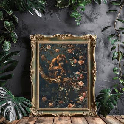 Orangutan in Dark Jungle Painting - Gothic Wall Art - Everything Pixel