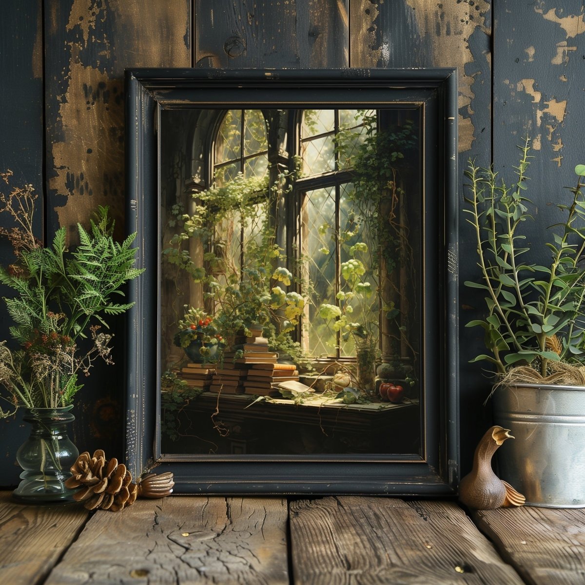 Overgrown Room Wall Art Romantic Lost Place Wall Decor Dark Cottagecore Artwork Vintage Nature Reclaim Aestetic Painting Paper Poster Print - Everything Pixel