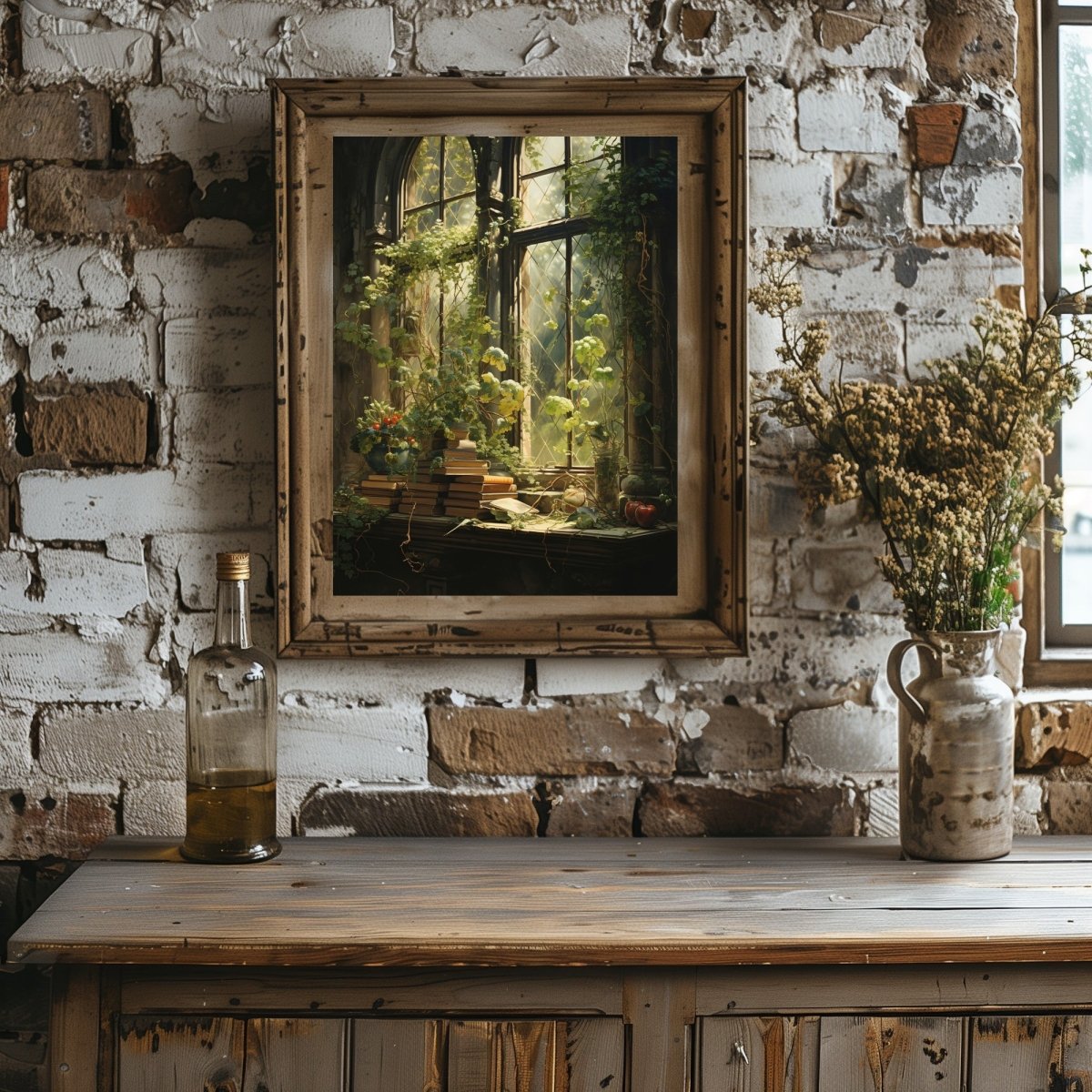 Overgrown Room Wall Art Romantic Lost Place Wall Decor Dark Cottagecore Artwork Vintage Nature Reclaim Aestetic Painting Paper Poster Print - Everything Pixel
