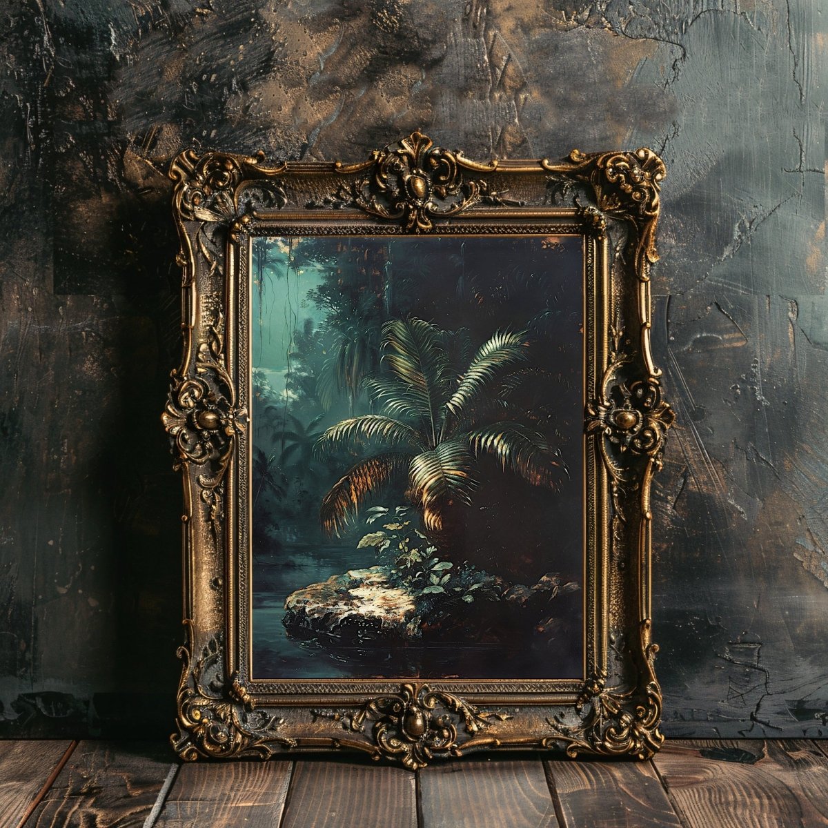Palm Tree in Dark Jungle Painting - Gothic Wall Art - Everything Pixel