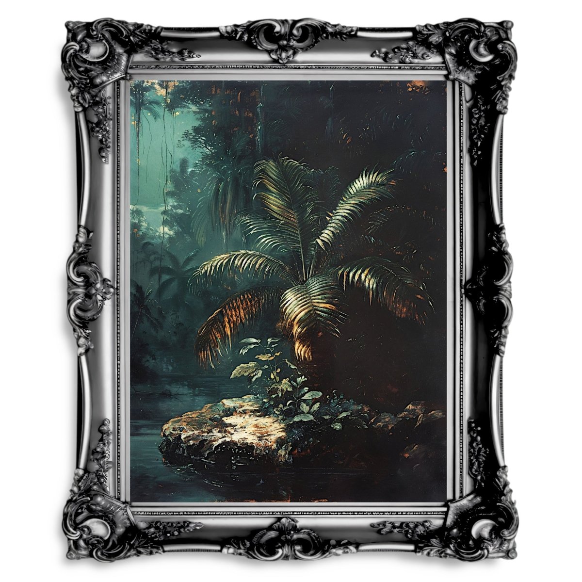 Palm Tree in Dark Jungle Painting - Gothic Wall Art - Everything Pixel