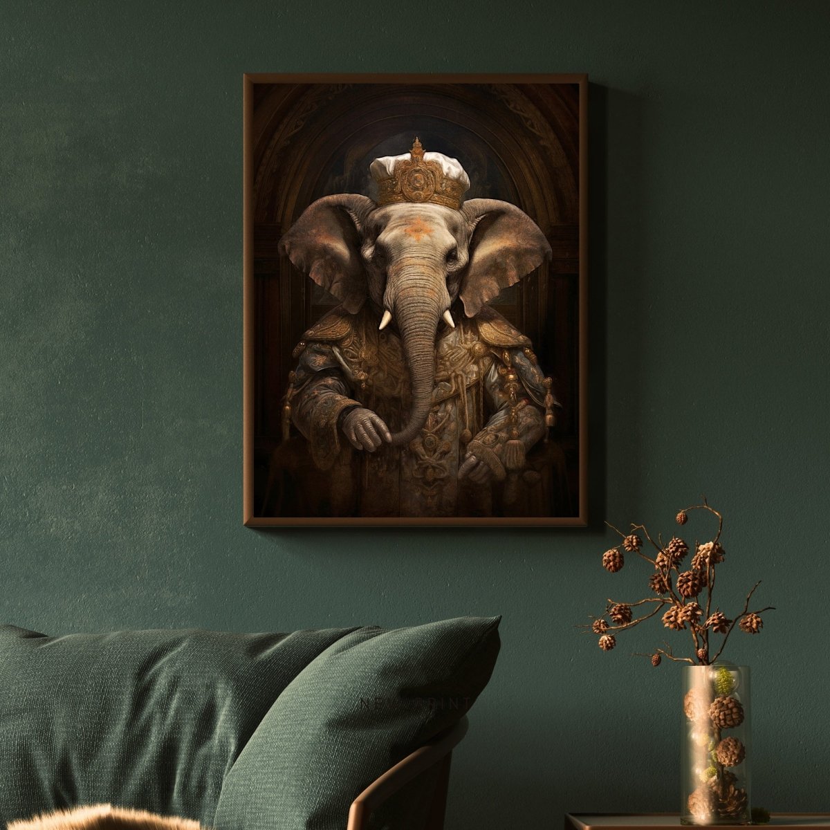 Royal Elephant Wall Art Renaissance Animal Portrait Painting Baroque Elephant Artwork Dark Academia Poster Animal Goth Decor Paper Poster Print - Everything Pixel