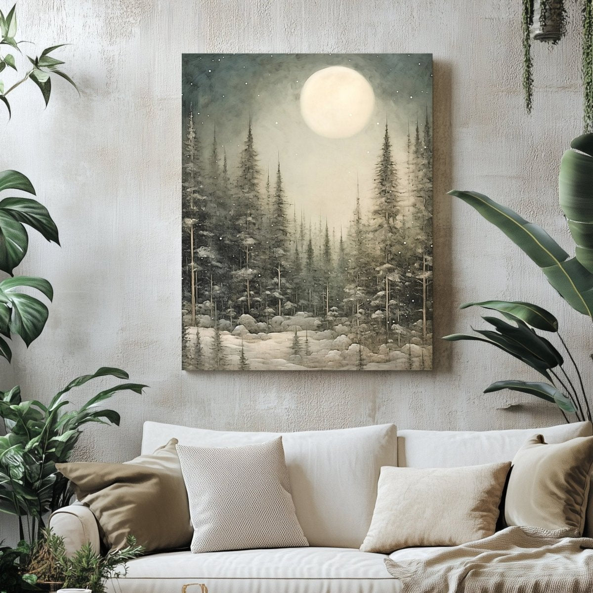 Silent Winter Night Canvas Print - Rustic Holiday Wall Art, Cottagecore Christmas Decor - Everything Pixel