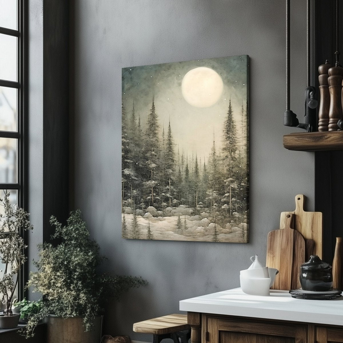 Silent Winter Night Canvas Print - Rustic Holiday Wall Art, Cottagecore Christmas Decor - Everything Pixel