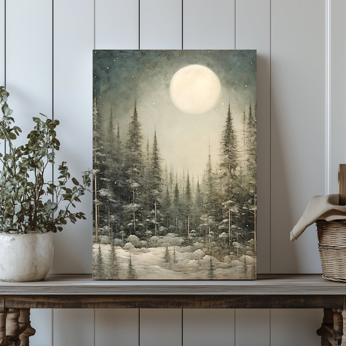 Silent Winter Night Canvas Print - Rustic Holiday Wall Art, Cottagecore Christmas Decor - Everything Pixel