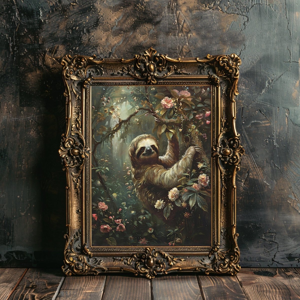 Sloth in Dark Jungle Painting - Gothic Wall Art - Everything Pixel