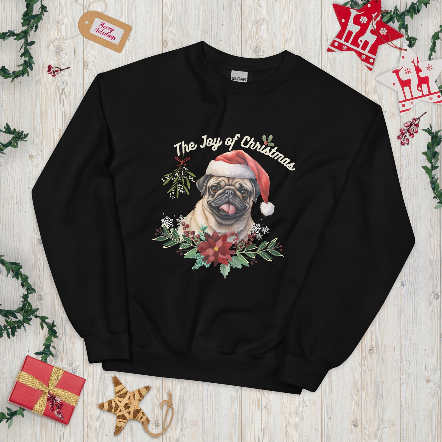 Christmas Pug Pullover - High Quality Festive Family Unisex Sweater, Gift for Her, Gift for Doglovers, Funny Xmas Sweater, Cute Xmas Dog