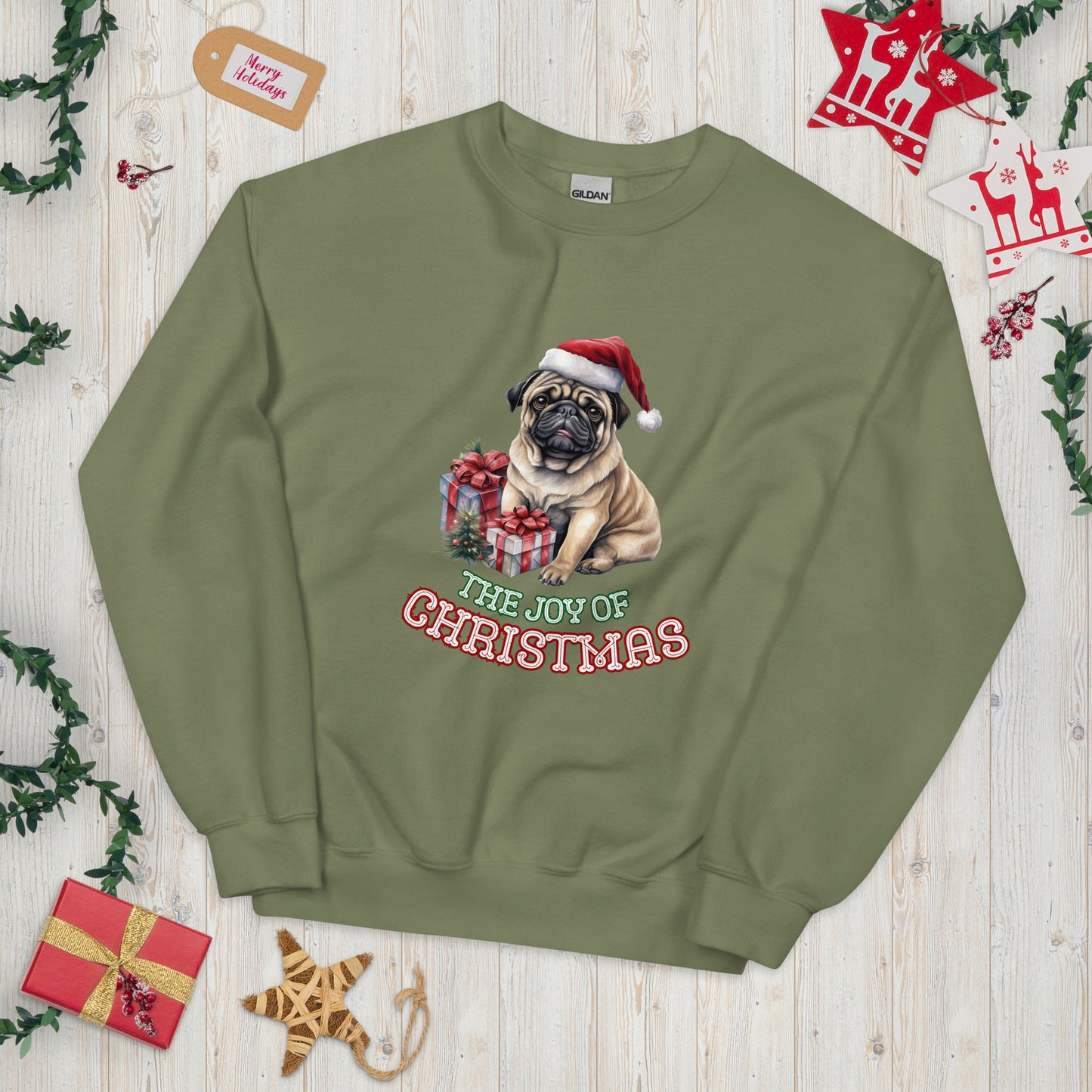 Christmas Pug Pullover - High Quality Festive Unisex Sweatshirt, Gift for Her, Gift for Doglovers, Funny Xmas Pullover, Cozy Sweatshirt