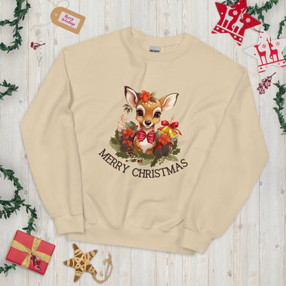 Christmas Deer Pullover - High Quality Festive Family Unisex Sweatshirt, Gift for Deer Lovers, Cute Christmas Shirt, Reindeer Sweater
