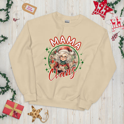 Mama Claus Christmas Pullover - High Quality Funny Unisex Sweater, Santa Mama Holiday Design, Christmas Vacation Pullover, Family Pullover