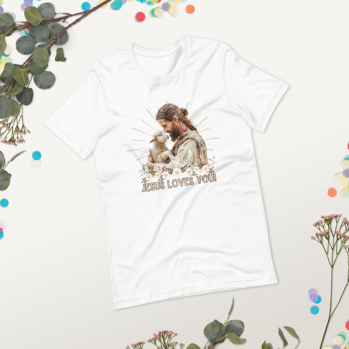 Jesus Loves You - Watercolor Lamb T-Shirt