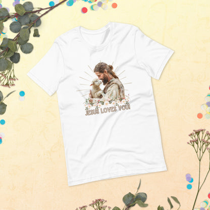 Jesus Loves You - Watercolor Lamb T-Shirt