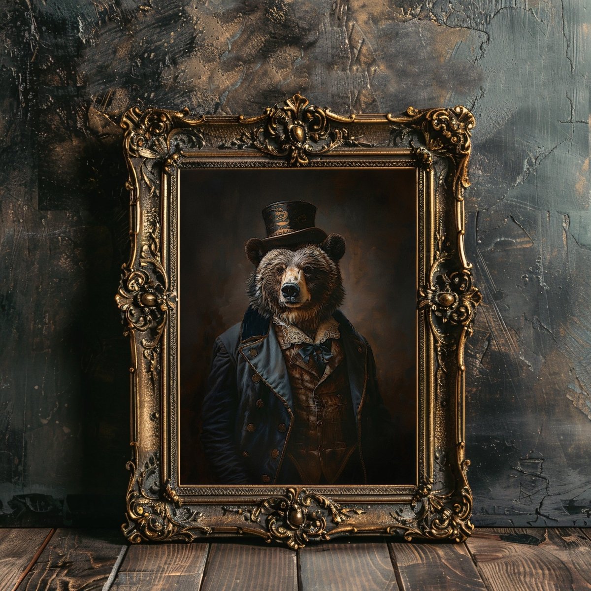 Victorian Bear Gentleman Wall Art Print - Quirky Gothic Animal Art - Everything Pixel