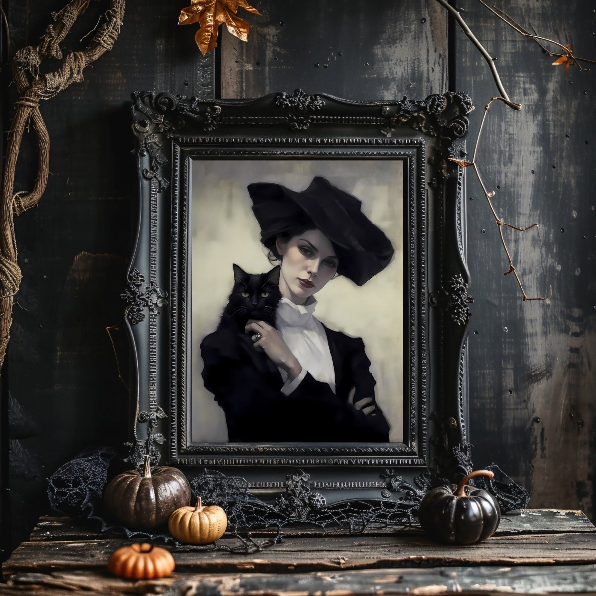 Victorian Witch Halloween Wall Art Painting Spooky Decor Dark Cottagecore Victorian Gothic Halloween Poster Dark Academia Art Paper Poster Print - Everything Pixel
