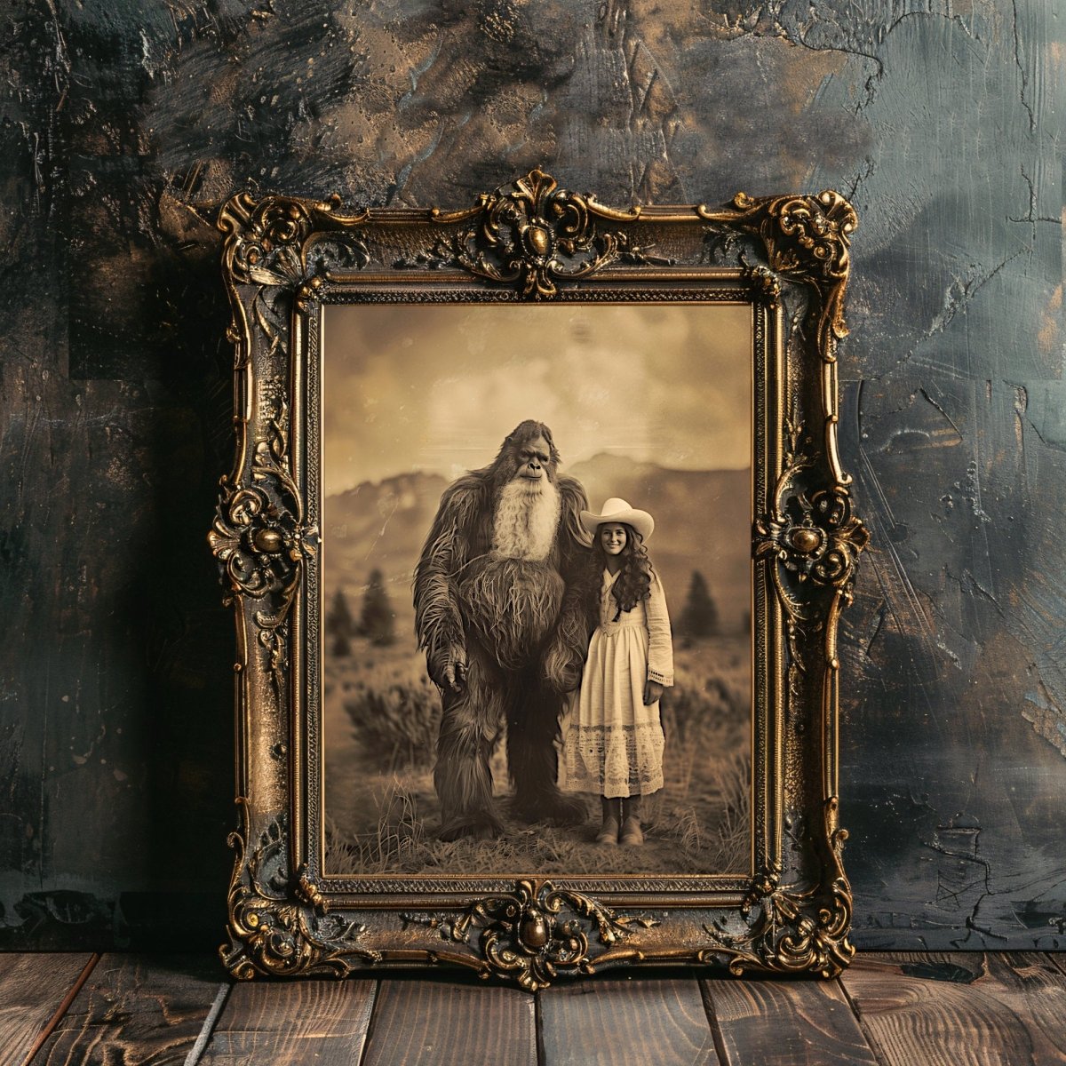 Vintage Bigfoot Explorer Wall Art – Customizable Funny Sasquatch Print - Everything Pixel