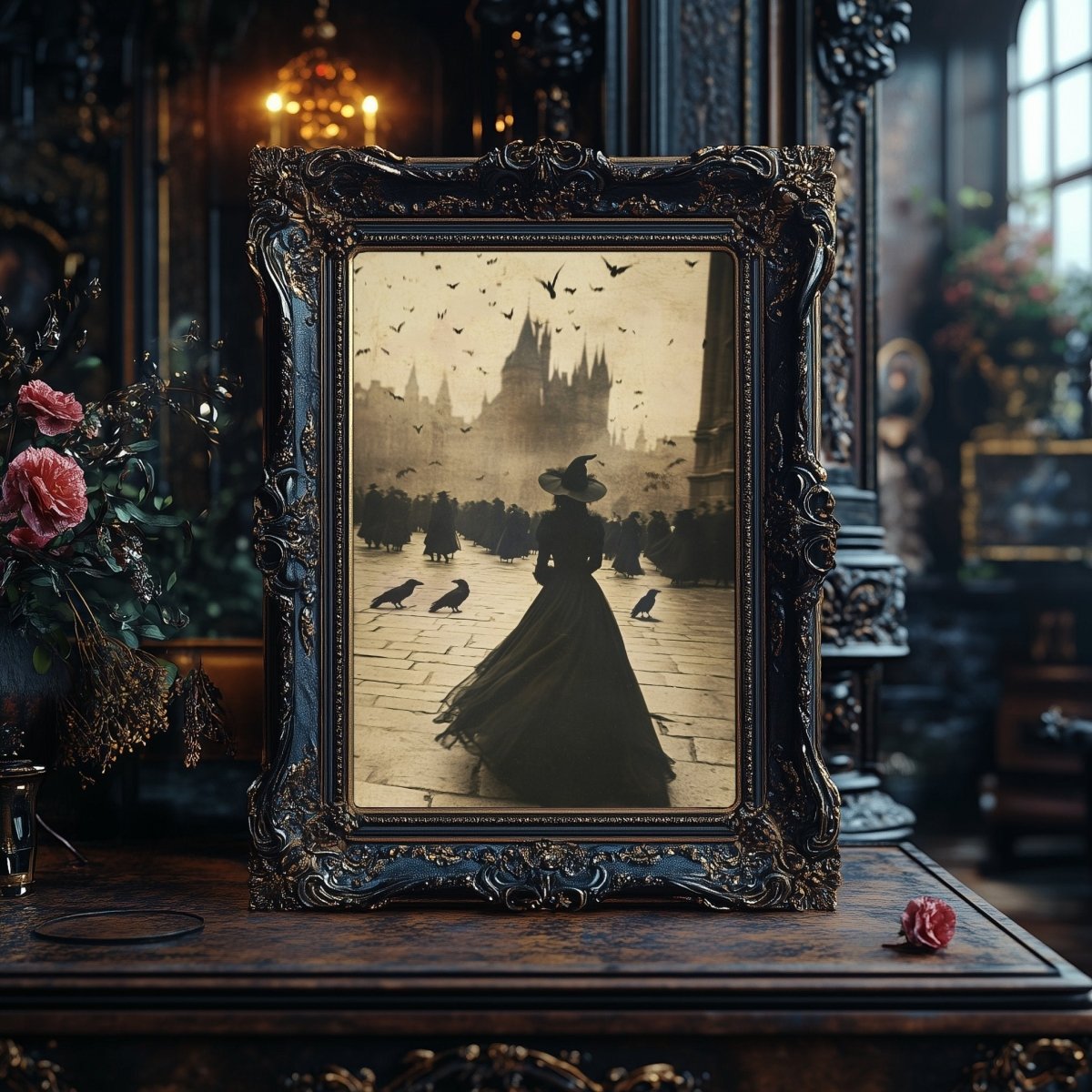 Vintage Gothic Witch Wall Art Print - Magic Castle Fantasy Decor - Everything Pixel