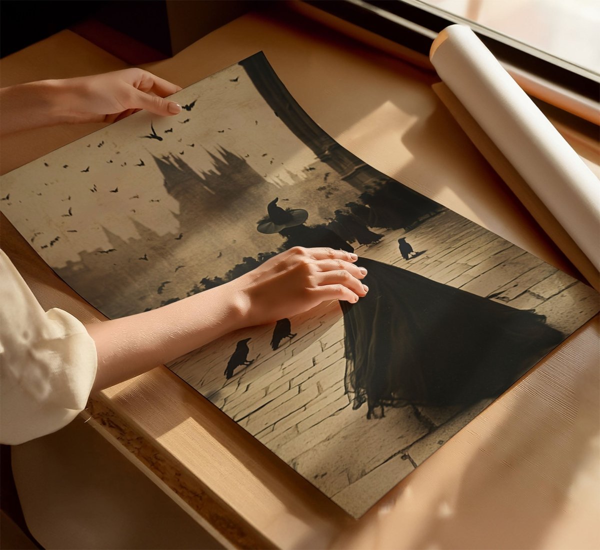 Vintage Gothic Witch Wall Art Print - Magic Castle Fantasy Decor - Everything Pixel