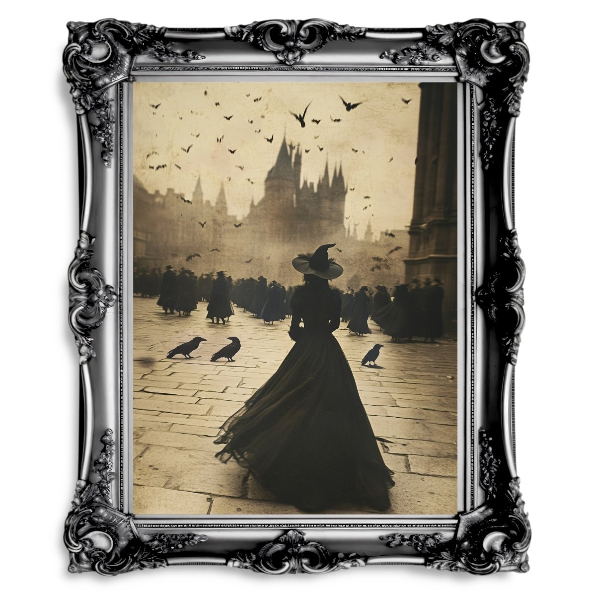Vintage Gothic Witch Wall Art Print - Magic Castle Fantasy Decor - Everything Pixel