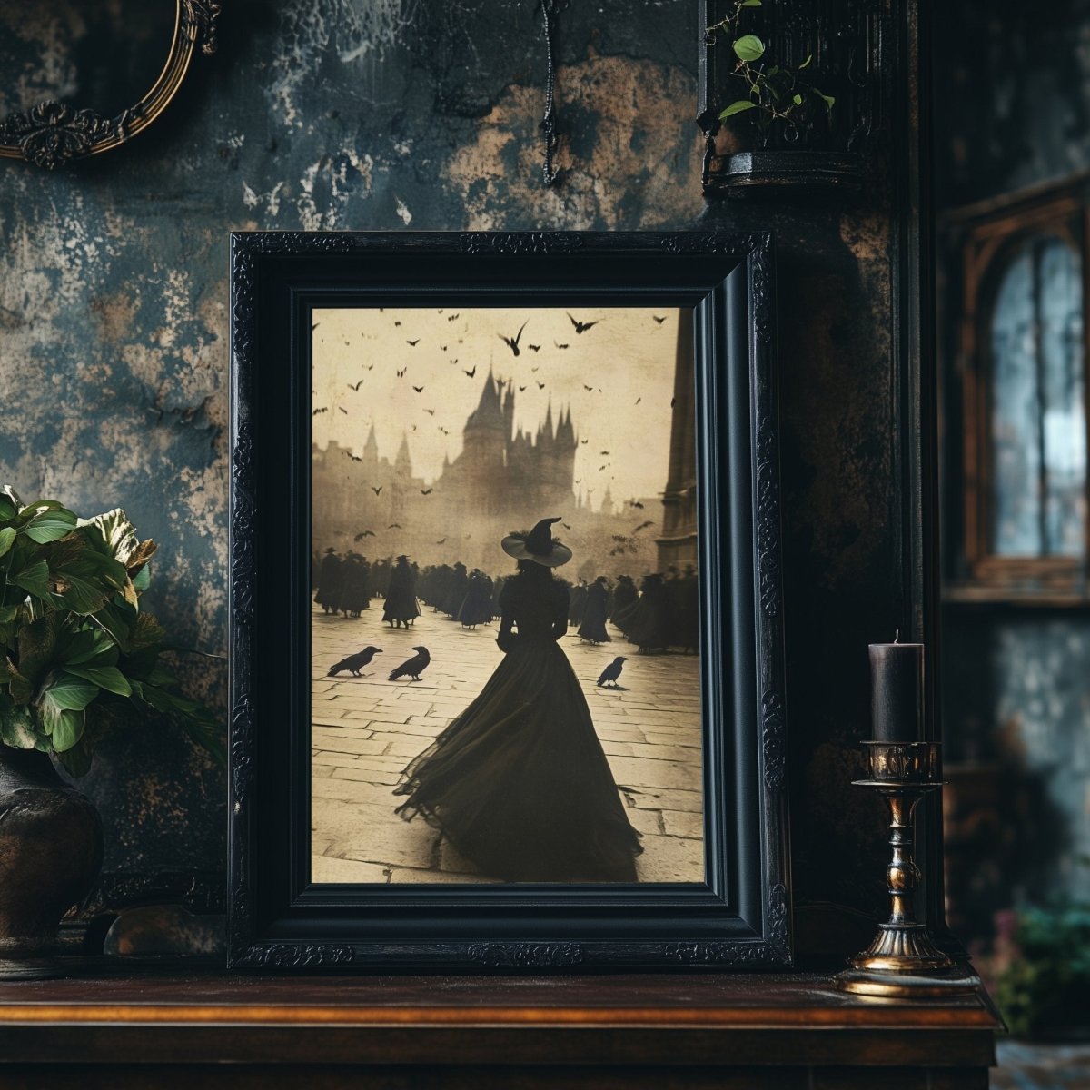 Vintage Gothic Witch Wall Art Print - Magic Castle Fantasy Decor - Everything Pixel