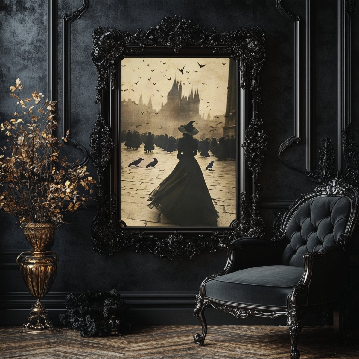 Vintage Gothic Witch Wall Art Print - Magic Castle Fantasy Decor - Everything Pixel