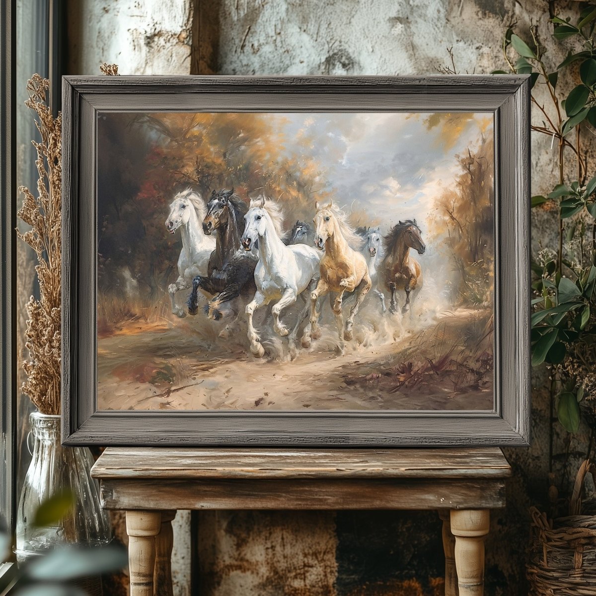Vintage Horse Run Wall Art Print - Western Wall Decor - Everything Pixel