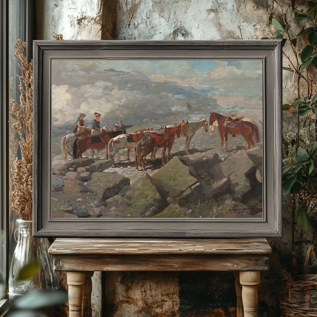 Vintage Horse Travelers on Mount Washington Wall Art Print - Everything Pixel