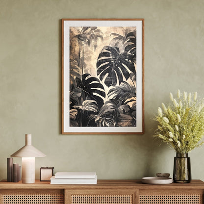 Vintage Monstera Plant Jungle Wall Art Print - Everything Pixel