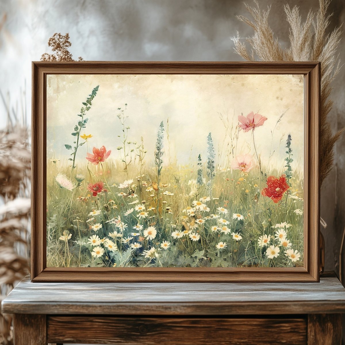 Vintage Spring Wildflower Meadow Wall Art Print - Everything Pixel