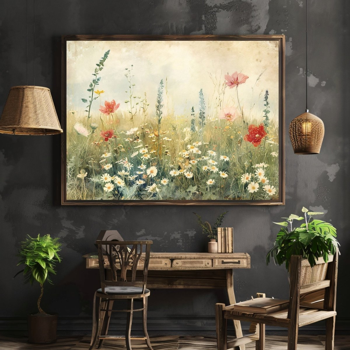 Vintage Spring Wildflower Meadow Wall Art Print - Everything Pixel