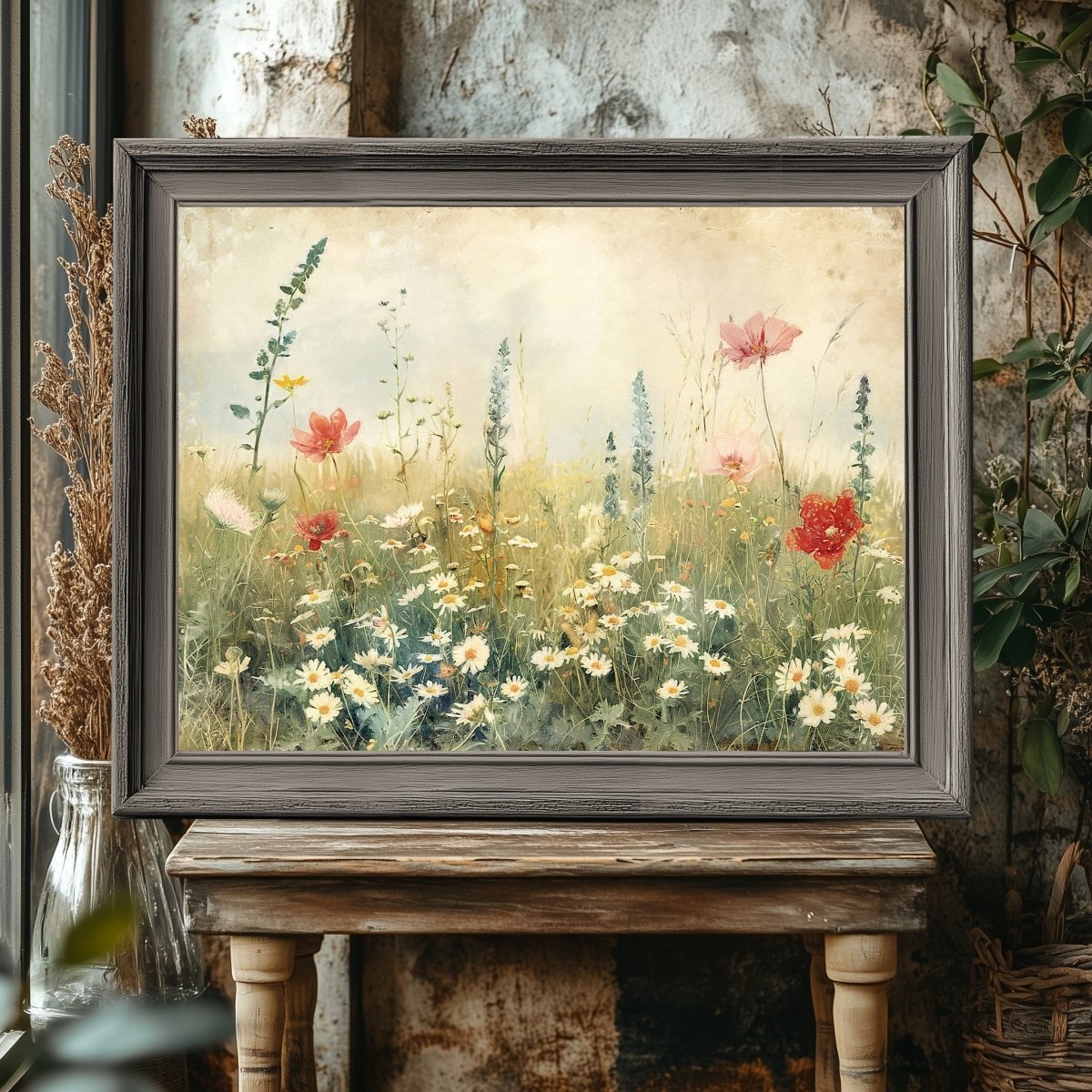 Vintage Spring Wildflower Meadow Wall Art Print - Everything Pixel