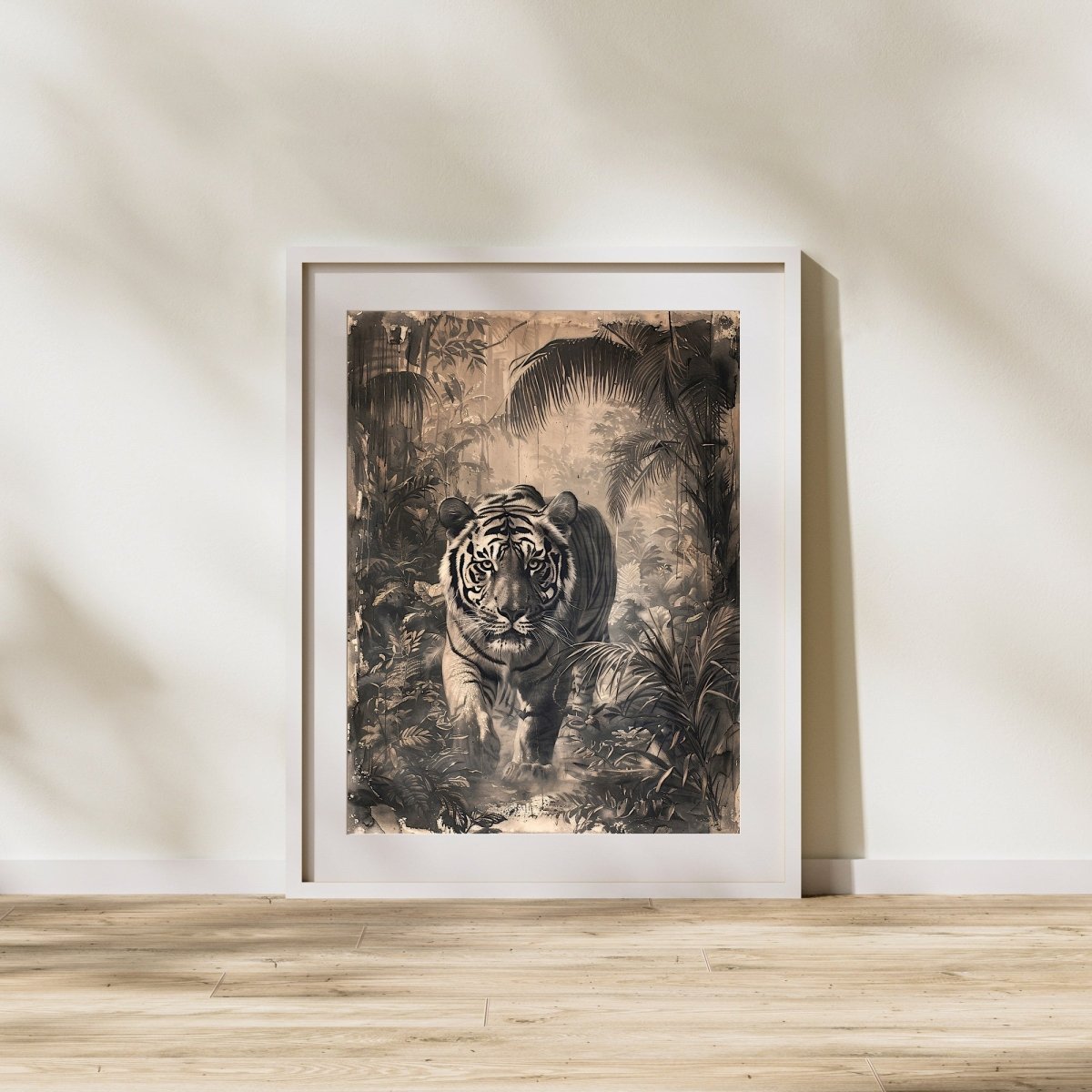 Vintage Tiger in Jungle Wall Art Print - Everything Pixel